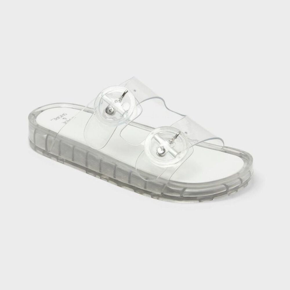Shade & Shore Clear Jelly Slide Sandals, NWT